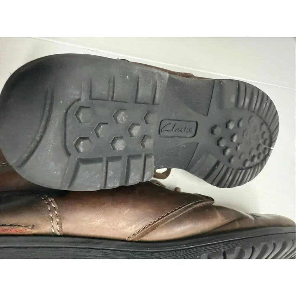 Clarks Ankle Boots Men Size 13 Brown Leather Lace Up See Description